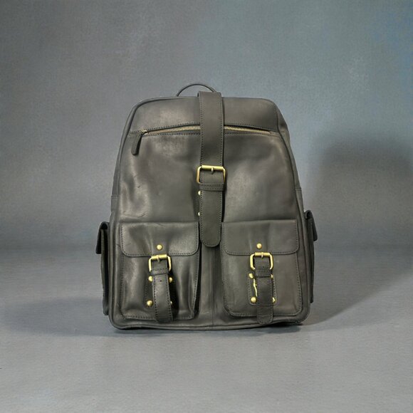 Black Leather Backpack - Picture 2 of 4